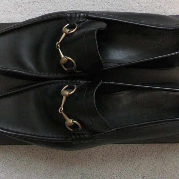 Vintage Gucci 90s Men\'s Loafers Gold Black Leather Horsebit New in Box 11-D main image 4